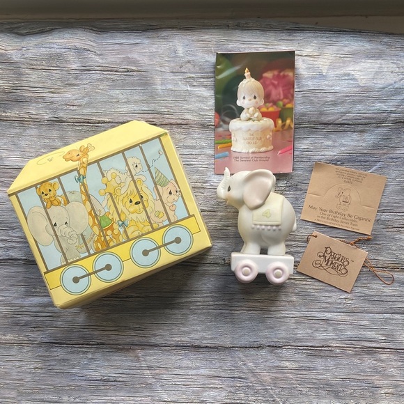 Vintage Precious Moments Birthday Train 4th Birthday Elephant with Box - Picture 9 of 15